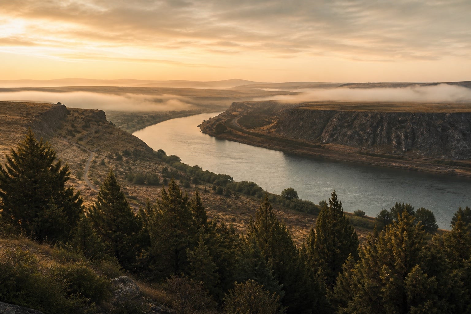 Sunrise over the Snake River canyon in Southern Idaho
